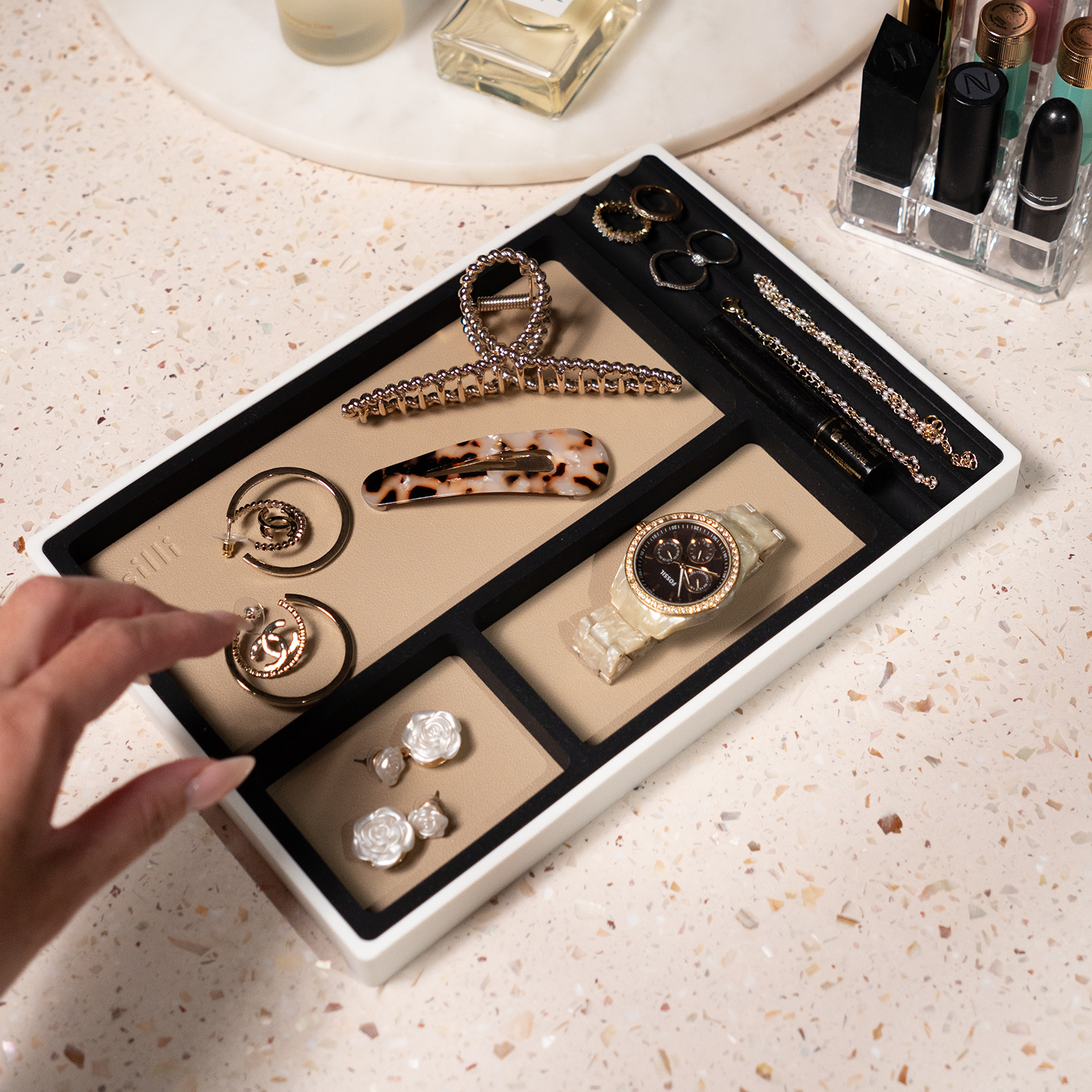 Desk Organiser (Mocha Beige & Black)
