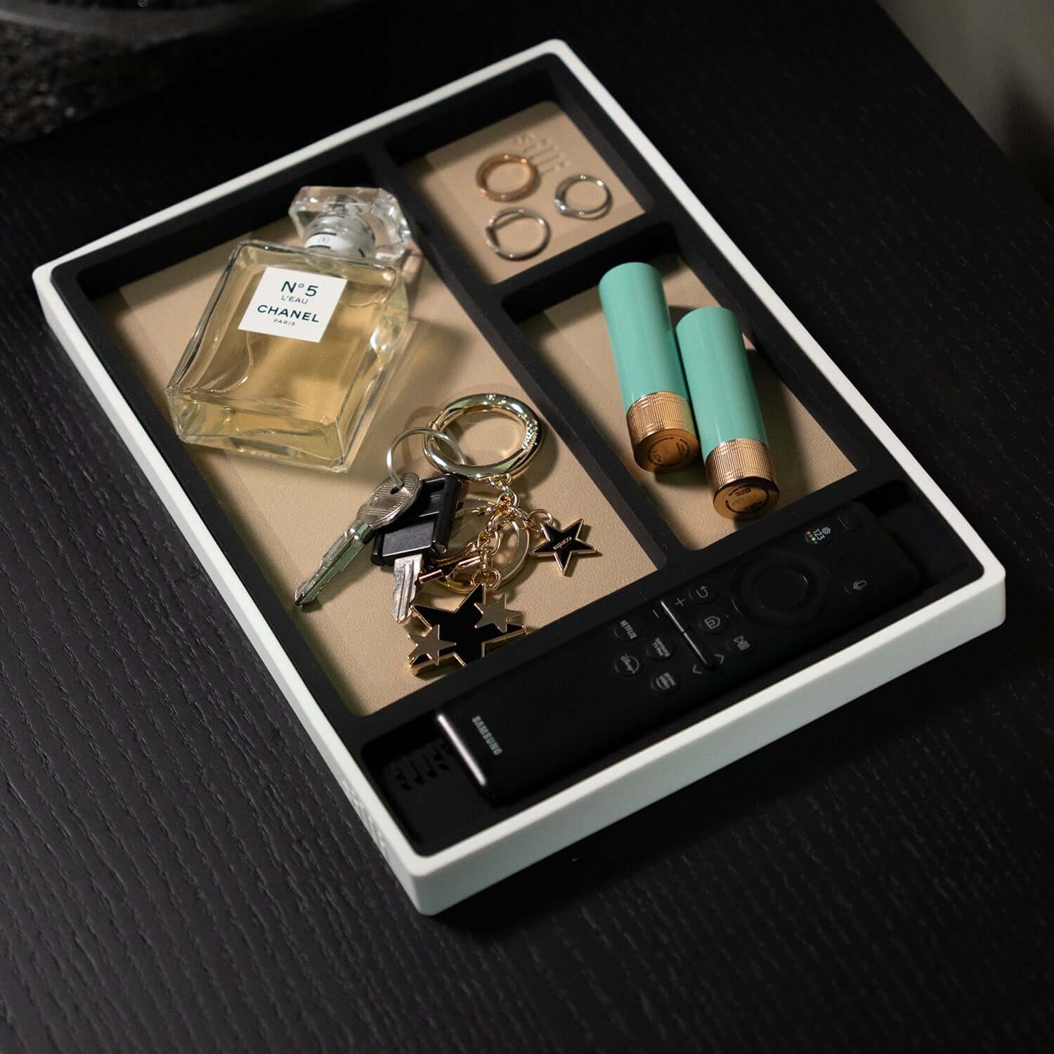 Desk Organiser Tray (Mocha Beige & Black) by Silli – stylish tray for home and desk organisation