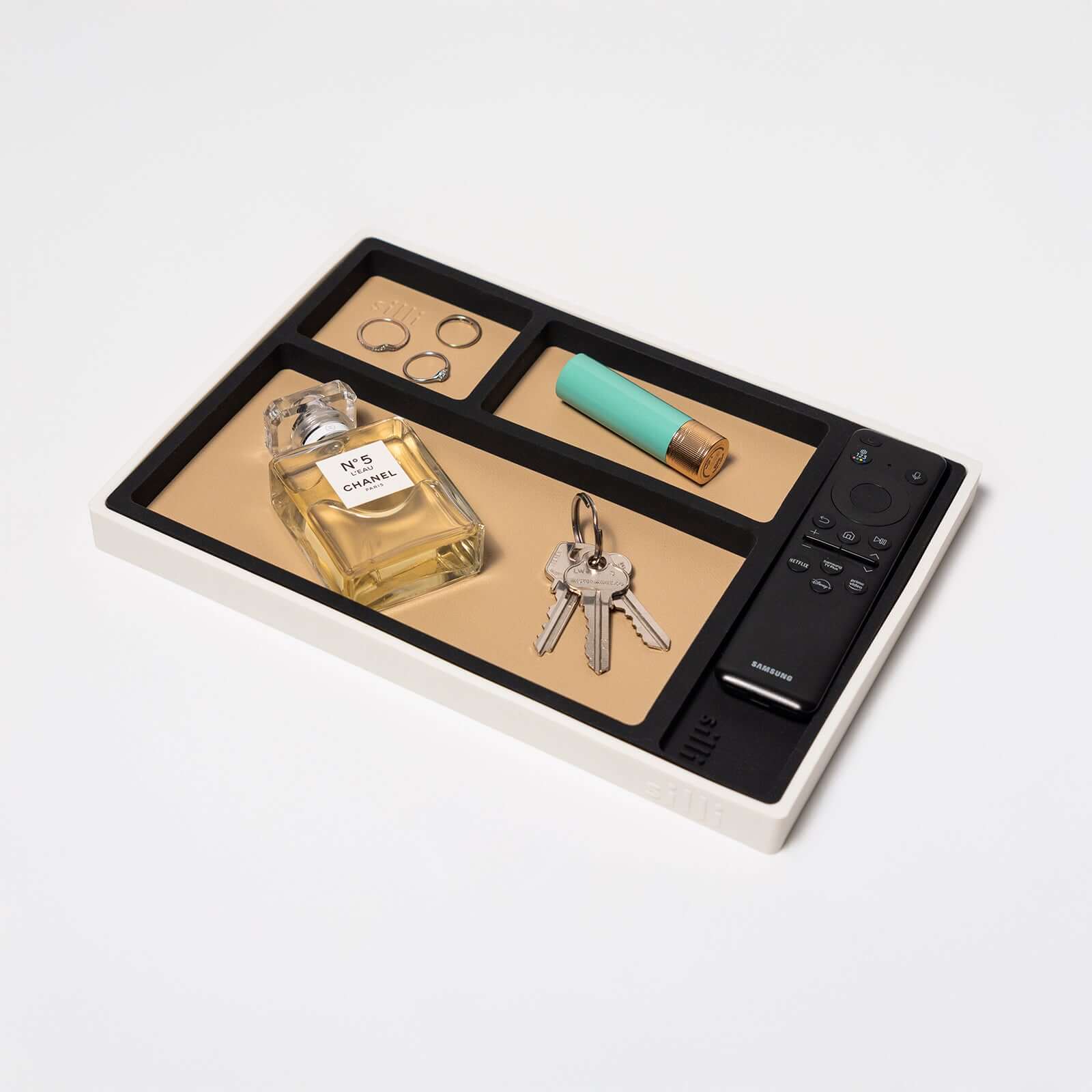 Desk Organiser Tray (Mocha Beige & Black) by Silli – stylish tray for home and desk organisation